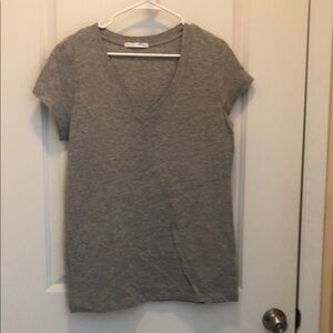 Women's Gray V-Neck Short Sleeve Tee